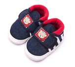 Infano Cotton Teddy Style Back Stripes Printed Blue Color Unisex Baby Shoes New (6-12 Months,1 Pair)