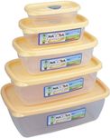Nayasa Microwave Safe Size 0-4  - 300 ml, 680 ml, 1100 ml, 150 ml, 1800 ml Plastic Food Storage(Pack of 5, Yellow)