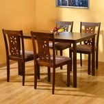 @home by Nilkamal SUTLEJ Solid Wood 4 Seater Dining Set(Finish Color - Polished)
