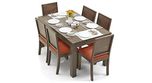 Urban Ladder Arabia - Oribi Six Seater Solid Wood Dining Table Set (Teak Finish Finish, Burnt Orange)
