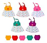 Sathiyas Baby Girls Cotton Gathered Dresses (Multicolor, Set of 5, 0-6 Months,TB04)