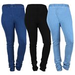 Danbro Womens Plus size Denim Jeggings Blue and Black (waist 44 inches) pack of 3