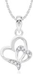 VK Jewels Heart With Heart Rhodium Cubic Zirconia Alloy Pendant