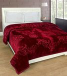SRS Maroon Floral Single Bed Blanket - FREE One Day DELIVERY & Complimentary Stylish SRS Blanket Bag