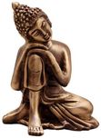 eCraftIndia Resting Buddha on Knee Decorative Showpiece  -  10.16 cm(Aluminium, Brown)