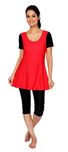 Carrel Swim Lycra Fabric Women Solid Swimsuit(AGSPL-3221-SYE-SW-13-RED-BLACK-4XL)