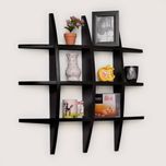 Usha Furniture Wooden Wall Shelf(Number of Shelves - 12, Black)