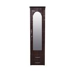Caspian Brick Textured Single Door Wardorbe With Mirror, Brown