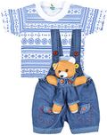 Kuchipoo Unisex Regular Fit Cotton Dungaree (KUC-DUN-101_1 Years - 1.6 Years_Blue & White)
