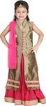 Crazeis Girls Lehenga Choli Ethnic Wear Embroidered Lehenga Choli(Brown, Pack of 1)