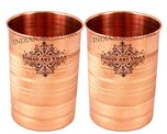 IndianArtVilla Copper Glass Tumbler, Drinkware, 300 ML Each, Set of 2 Glass
