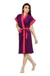 Sweet Night - Womens Bath Gown , Bath Robe - Rani - Purple - Terry Cotton - Free Size.