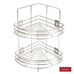 Embassy Corner Stand, Small - Double (2-Tier), 23x37 cms, Stainless Steel (Multipurpose Storage Rack / Shelf - Kitchen, Bathroom etc.)