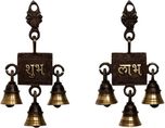 Aesthetic Decors Shubh Labh Brass Decorative Bell(Gold, Brown, Pack of 2)