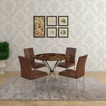 HomeTown Corral Glass 4 Seater Dining Set(Finish Color - Brown)