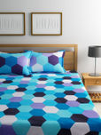 Dreamscape Blue Printed Cotton Double Bedsheet with 2 Pillow Covers