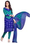 Salwar Studio Blue & Green Synthetic Bandhani Printed Dress Material with Dupatta(OM-0004663_Blue & Green_Unstitch_Free Size)