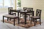 HomeTown Stella Solid Wood 6 Seater Dining Set(Finish Color - Dark Walnut)