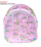 Pk Toddler Mattress With Mosquito Net For Baby With Bed - Ideal For New Born Upto 12 Months - Pink