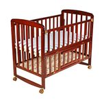 Luvlap C-50M Baby Multipurpose Wooden Cot with Mattress - Large (Cherry Red)