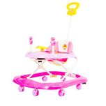 Baybee Stylish Baby Walker Music & Light Function With 3 Position Height Adjustable With Control Push Bar (Pink)