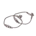 Jaipur Mart Silver Color Metallic Beads Traditional Look Anklet Set Of 1 Pair