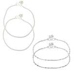 Geode Delight Silver Anklets Pair Set of 2 for Women and Girls