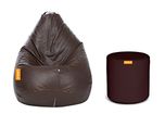 ORKA Classic Bean Bag with Stylish Footstool XXL - Brown