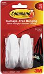 Command Designer Medium Plastic Hook(White, 2 hooks and 4 strips)