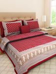 UniqChoice Rajasthani Tradition 180 TC Cotton Double Bedsheet with 2 Pillow Covers - Red