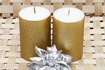 Maxime Candles Wax Decorative Candles (10.5 cm x 8.5 cm x 5.5 cm, Golden, Set of 2)