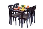 DeckUp Vivanta Four Seater Dining Table Set (Rubber Wood, Wenge)
