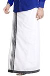 JISB White Dhoti 3.6 Meter, cotton with Black color border
