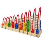 Trinkets & More - Wooden Calculation Shelf Abacus Double-Sided | Counting Addition Subtraction Maths | Early Educational Kit STEM Toy for Kids 3+ years