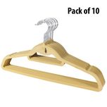 BlushBees Velvet Hangers with Scarf Bar, 43 X 23cm, 10 Pieces (Cream)