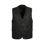 MagiDeal Men Reversible Casual Safari Vest Multi Pockets Waistcoat Fishing Hiking Jacket Travelling Accessory XL Black