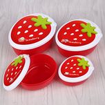 Strawberry Style Cute Food Container For School Office Travel (4 Container)