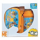 Minion Trio Children School Combo Box for Kids of Age 3 Years Onwards | Includes 1 Lunch Box & 1 Water Bottle | BPA Free | Attractive Print | Bright and Colourful | Certified Safe as per European Safety Standards (EN71) | Imported Premium Quality | B