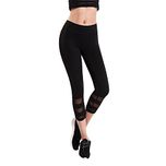 Blinkin Mesh Insert Yoga,Gym and Active sports Fitness Black Capri Tights For Women|Girls (8160) (Medium)