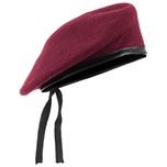 CROSS JAGUAR Unisex French Woolen Beret Cap, Traditional Army Style Cap, Classic European Hat, Woolen Beret Cap, Che Guevara Cap(Maroon)