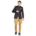 Routeen Black Slim Fit Party Jodhpuri Bandhgala Blazer for Men