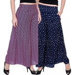 TASHI Printed Poly Crepe Stylish Blue Plazzo For Women Pack Of 2