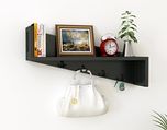 Home Sparkle Wall Shelf with Key Holder (Lacquer Finish, Black)