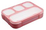 Generic 1 piece Slim Cute Microwave safe four compartment Tiffin Lunch Box Set - All-in-one (1 Piece of lunch box)(Material: Fibre and silicon, Size: 23 X 17 X 4.6 cm , Colour: Multiple Colours will be sent as per availability)