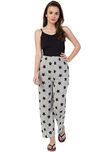 Fflirtygo Night Pyjamas for Women, Night Dress, Lounge Wear, Grey Color Printed Pyjama,Soft Cotton Night Wear