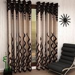 Home Sizzler 2 Piece Eyelet Polyester Long Door Curtain - 9ft, Brown