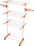 Bathla Mobidry 3 Tier Stainless Steel Floor Cloth Dryer Stand(Orange, White, Pack of 1)