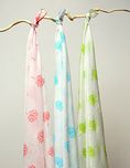 Tura Turi Muslin Baby Swaddler Indian Lotus Printed (White) - Pack of 3