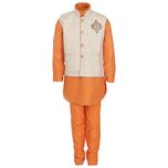 AJ Dezines Kids Kurta Pyjama Waistcoat Set for Boys(661_ORANGE_16)