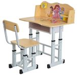 Iris Princess Kids Table and Chair Study Set (Wooden Finish)